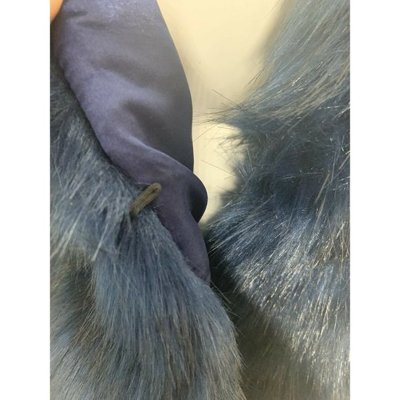 Laundry By Shelli Segal Women's S/M Blue Faux Fur Black Vest Lined Soft … - Picture 6 of 7
